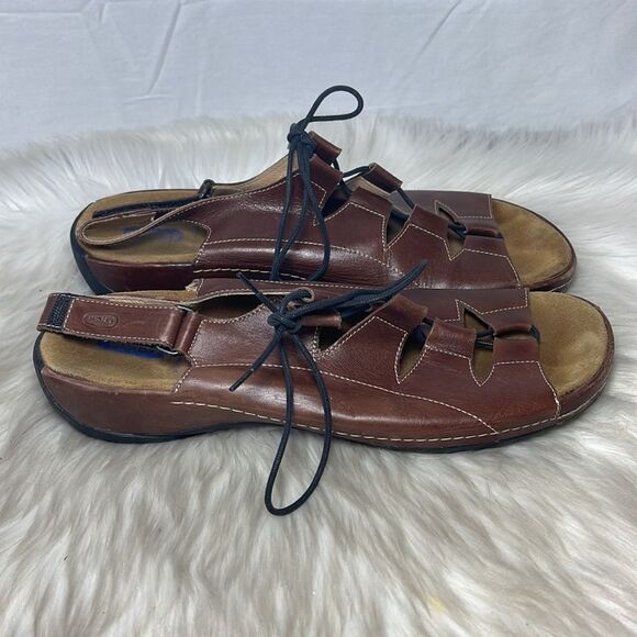 Wolky Kite Brown Cafe Smooth Leather Lace Up Sandals Sz 43/11 - Picture 5 of 8